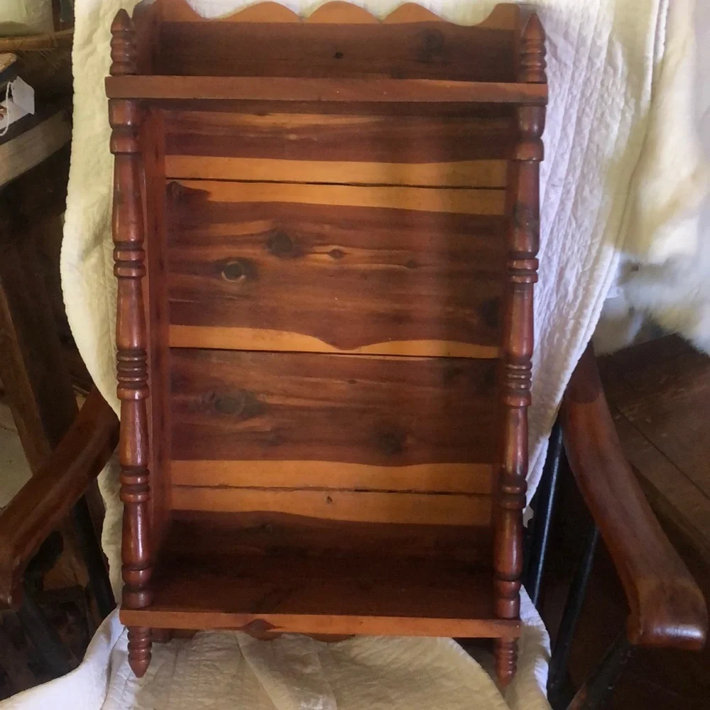 Vintage Knotty Pine Scalloped Wood Wooden Wall Shelf